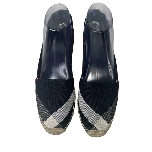 Burberry Hodgeson Check Canvas Flat Espadrille, Navy Check. Sz: EU 40 /US 9 - Picture 4 of 10